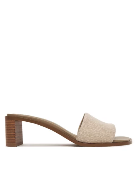 Calvin Klein Чехли Block Heel Sandal Aop бежов