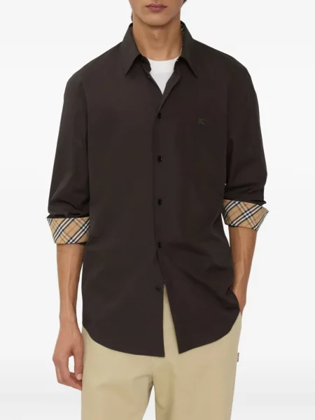 Cămașă Burberry cu broderie maro
