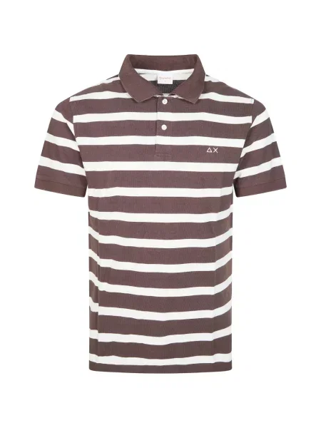 Tricou polo Sun68 cu dungi maro
