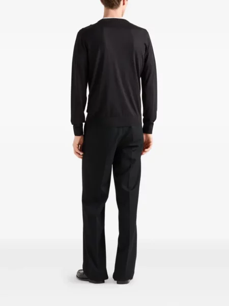 Pulover Prada cu broderie cu decolteu rotund negru