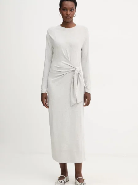 BOSS Orange sukienka maxi prosta szary