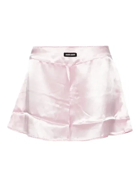 Pantaloni scurți Miu Miu din satin roz