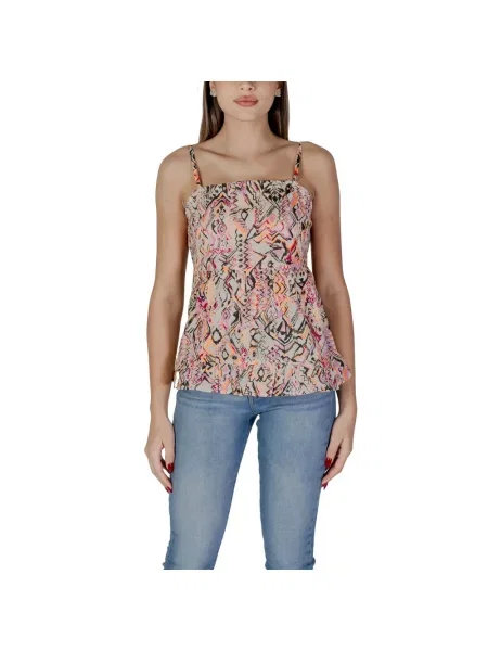 Wielobarwność top B.young w geometryczne wzory bez ramiączek czarny