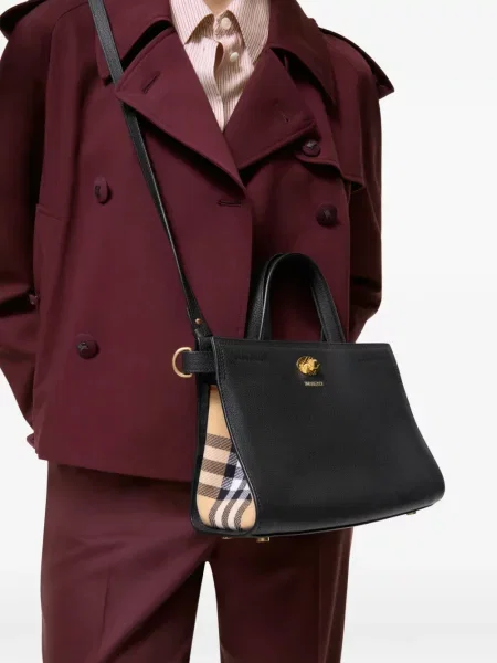 Καρό τσάντα shopper Burberry μαύρο