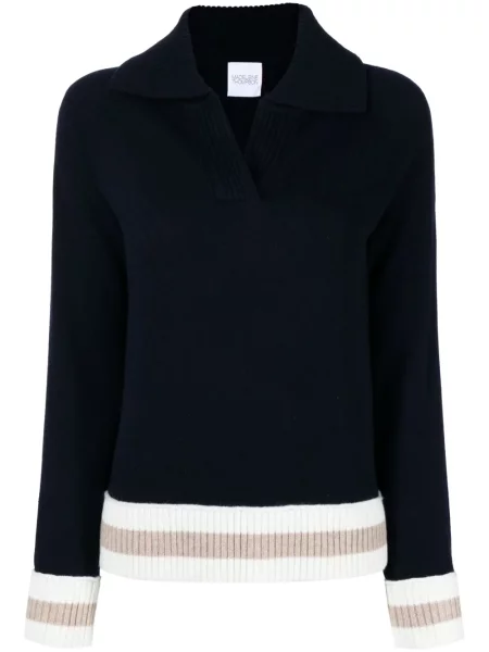 Pulover Madeleine Thompson tricotate cu decolteu în V albastru