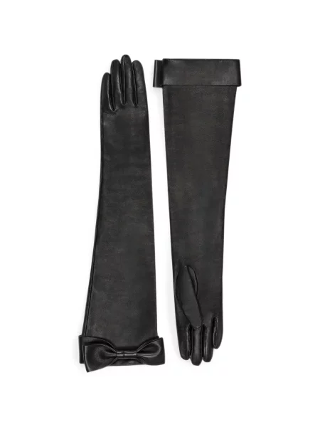 Lung mănuși Givenchy cu funde din piele negru