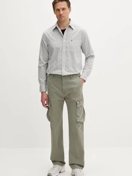 Tommy Jeans cargo hlače z elastanom zelena