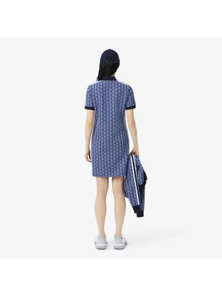 Lacoste Sukienka Polo O Dopasowanym Kroju Z Żakardowym Monogramem niebieska