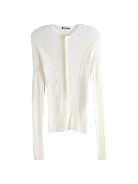 Lung tricou Ann Demeulemeester tricotate alb
