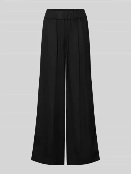 Spodnie materiałowe z szeroką nogawką i elastycznym pasem Lanius czarne