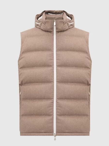 Пуховий жилет з вовни Brunello Cucinelli коричневий