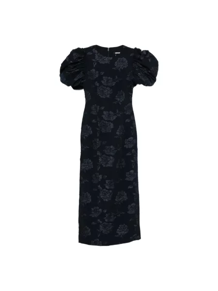 Maksi sukienka maxi Rotate Birger Christensen żakardowa garniturowa niebieska