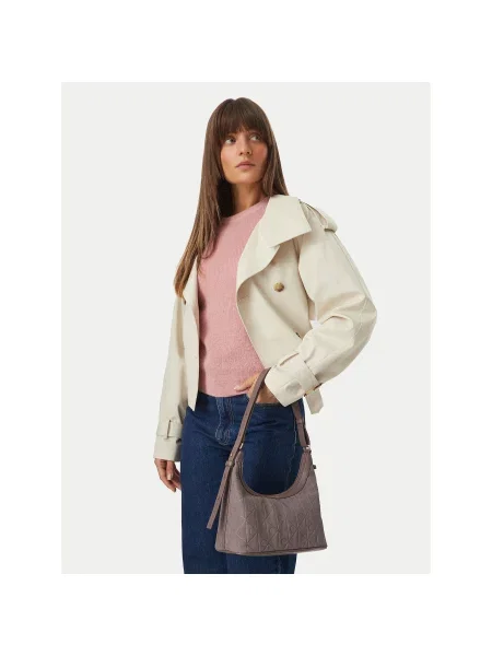 Geantă Calvin Klein Emblem Aop Sueded Shoulder Bag Bej maro