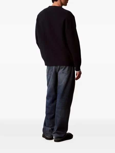 Kardigan Calvin Klein s V-izrezom s autogramom plava
