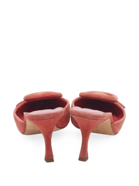 Papuci tip mules Manolo Blahnik cu cataramă roșu