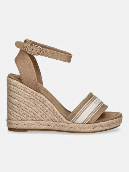 Espadrile Tommy Hilfiger High Wedge Espad Webbing bež
