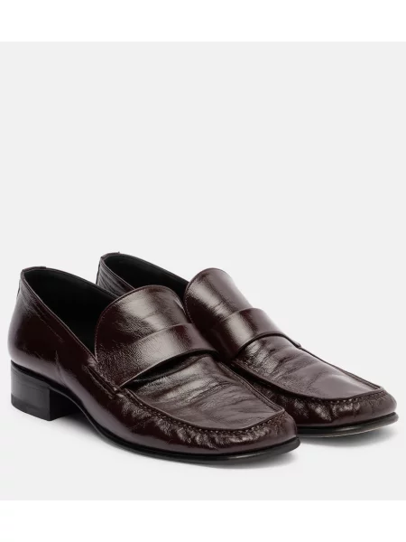 Pantofi loafer Phoebe Philo din piele bordo
