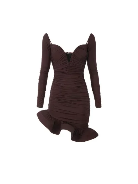 Sukienka mini Elisabetta Franchi z krepy brązowa