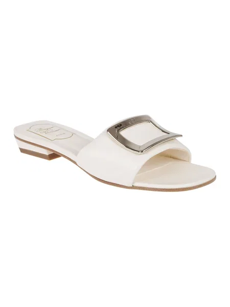 Klapki mules Roger Vivier skórzane białe