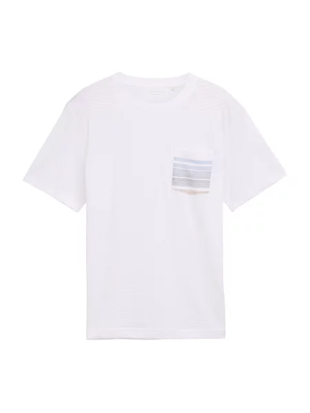 TOM TAILOR Tricou bleumarin / maro / negru alb