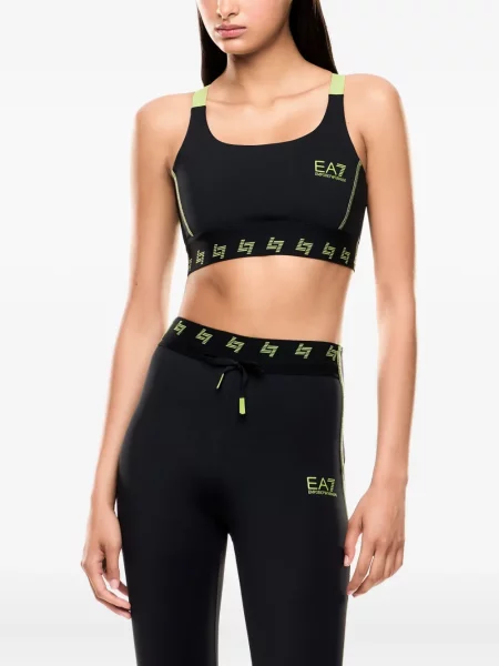 Спортен сутиен Ea7 Emporio Armani с автограф черно