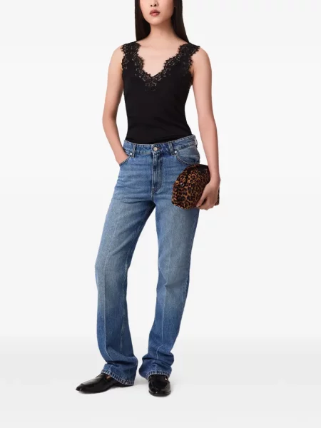 Top Stella Mccartney cu decolteu în V din dantelă negru