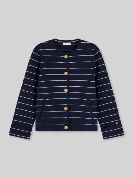 Kardigan rozpinany o pudełkowym kroju z czystej bawełny Tommy Hilfiger granatowy