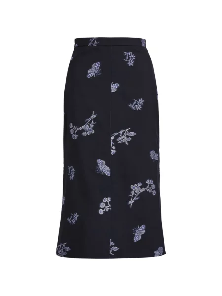 Fustă tip creion Erdem cu model floral până la genunchi albastru