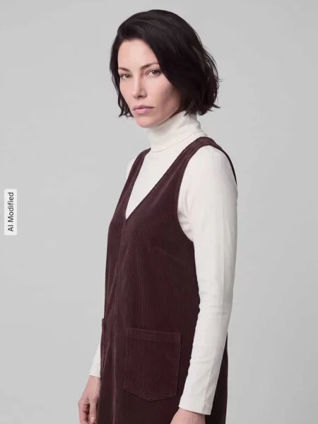 Sukienka mini z sztruksu z naszywanymi Marc O'polo Denim brązowa