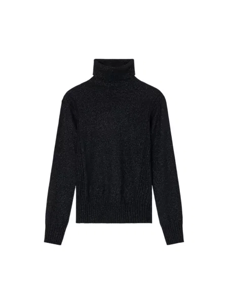 Lniany sweter z golfem Armani Exchange czarny