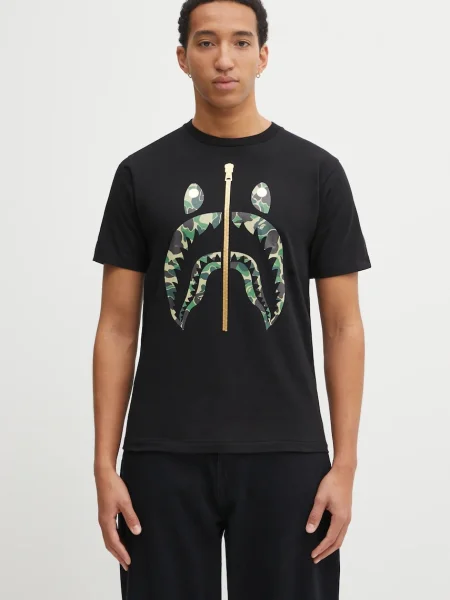 A Bathing Ape tricou din ABC Camo Shark cu imprimeu negru