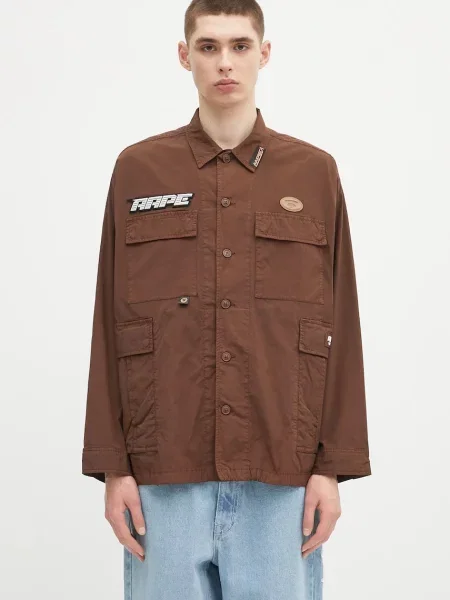 AAPE kurtka Main Long Sleeve przejściowa brązowy