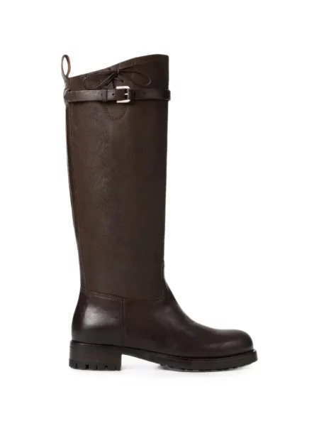 Cizme Ralph Lauren Collection din piele cu cataramă cu bretele maro