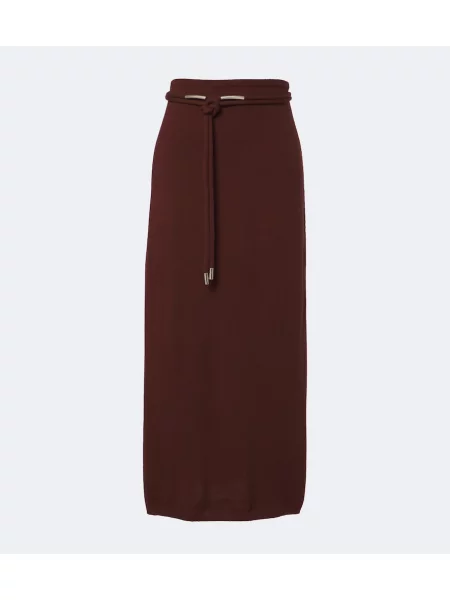Cu centură fusta maxi Max Mara din cașmir maro
