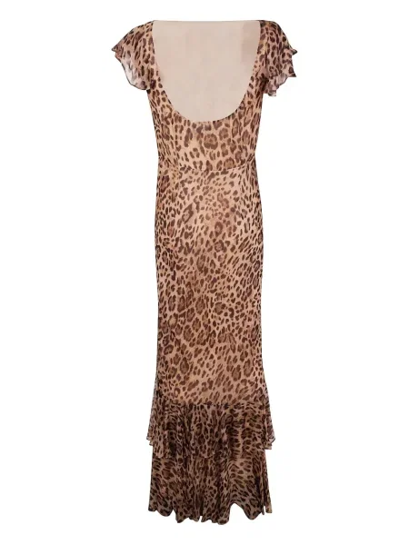 Rochie Rixo cu imagine cu model leopard de costum maro