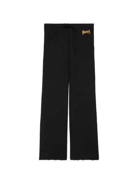 Pantaloni Balenciaga cu broderie alergare cu cordon negru