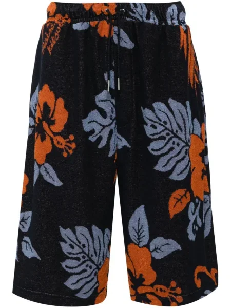 Pantaloni scurți Maison Kitsune cu model floral cu imagine albastru