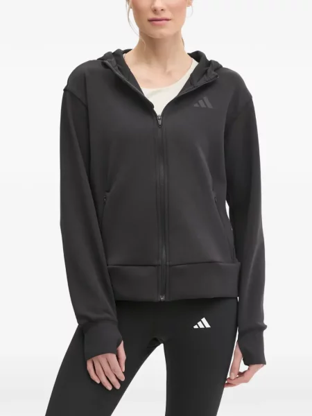 Hanorac cu glugă Adidas cu dungi cu broderie cu cordon negru