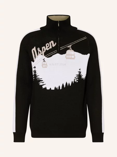 We Norwegians Svetr Troyer Afterski Z Merino Vlny černá/ světle šedá/ světle hnědá černý