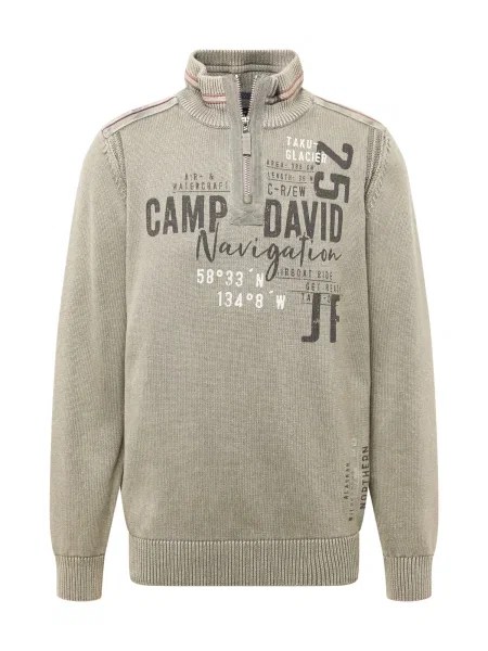 CAMP DAVID Pulover gri / kaki negru