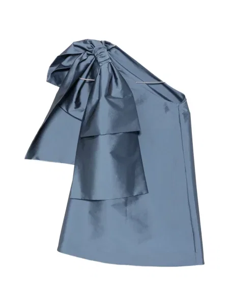 Rochie mini Bernadette cu funde cu un umăr gol albastru