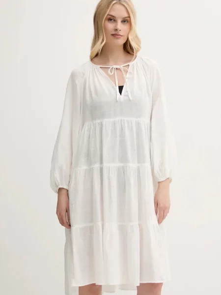 Plážové šaty s prímesou ľanu Polo Ralph Lauren béžová
