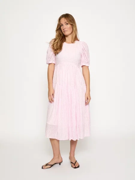 Minus Rochie Kaja roz pastel alb