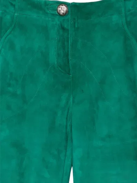 Pantaloni Mitiliane Couture din piele de căprioară verde