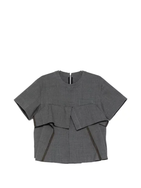 Scurt top Sacai cu volane gri