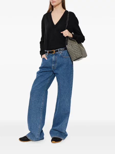 Pulover Balmain cu decolteu în V negru