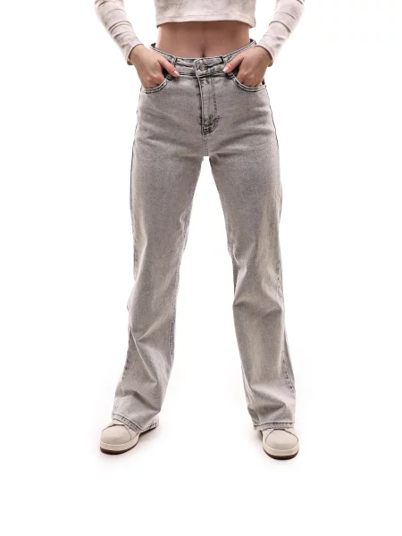 Прямі джинси REAL FOCUS світло-сірий бавовна/поліестер сірі