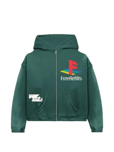 Grafic hanorac cu glugă Free Refills verde