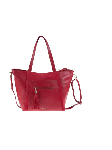 Shopperka Pierre Cardin skórzana czerwona