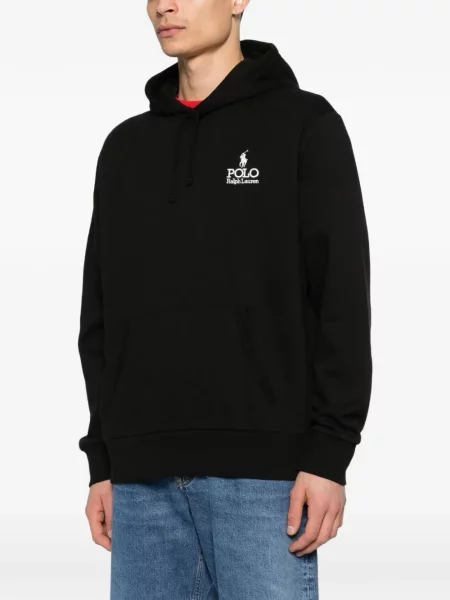 Široké plisované džínové šortky Polo Ralph Lauren s výšivkou červené